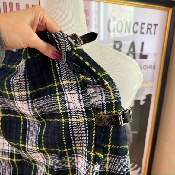 Glen Lockhart of Scotland Tartan Long Blue Green Courtelle Wool Plaid Kilt Skirt - Picture 3 of 8